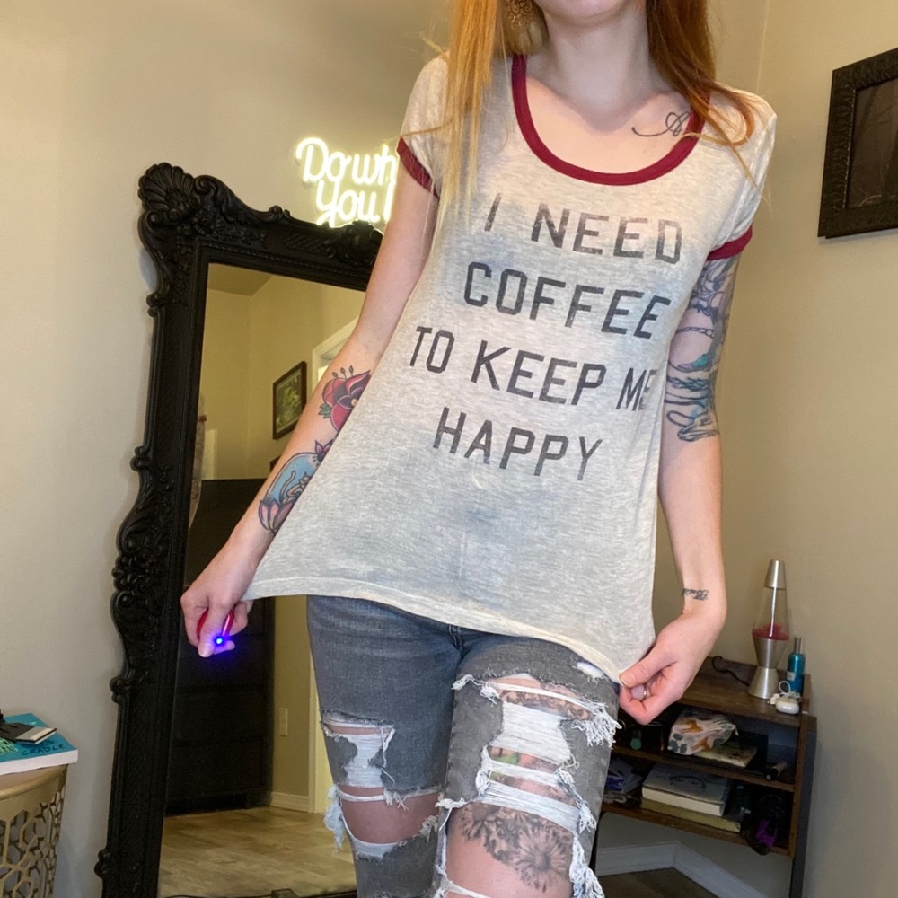 JUST GINGER COFFEE GRAPHIC RINGER T SHIRT TEE